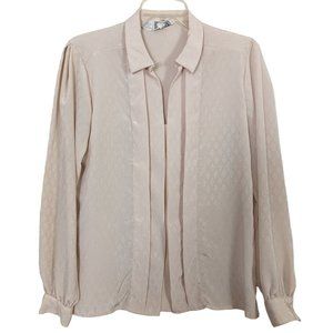 Vintage‎ ANNE KLEIN long sleeve polyester womens beige blouse size 8